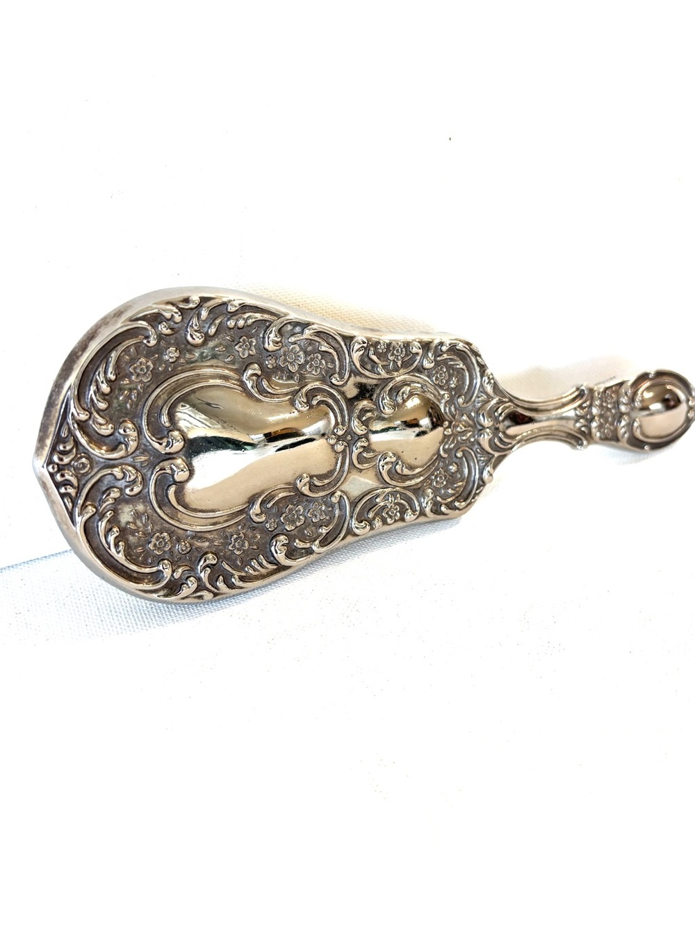 Hair Brush Antique Victorian 1920s French Vanity Ornate Silver Metallic